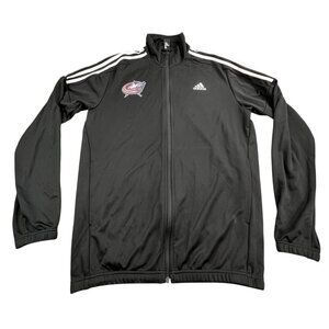 Columbus Blue Jackets Track Jacket Men Medium Adidas Black Full Zip NHL Three St